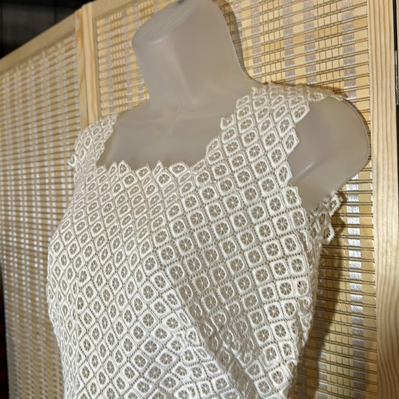 Vintage Handmade (1950s?) Pale Cream Guipure Lace Cropped Tank Top - Picture 4 of 16